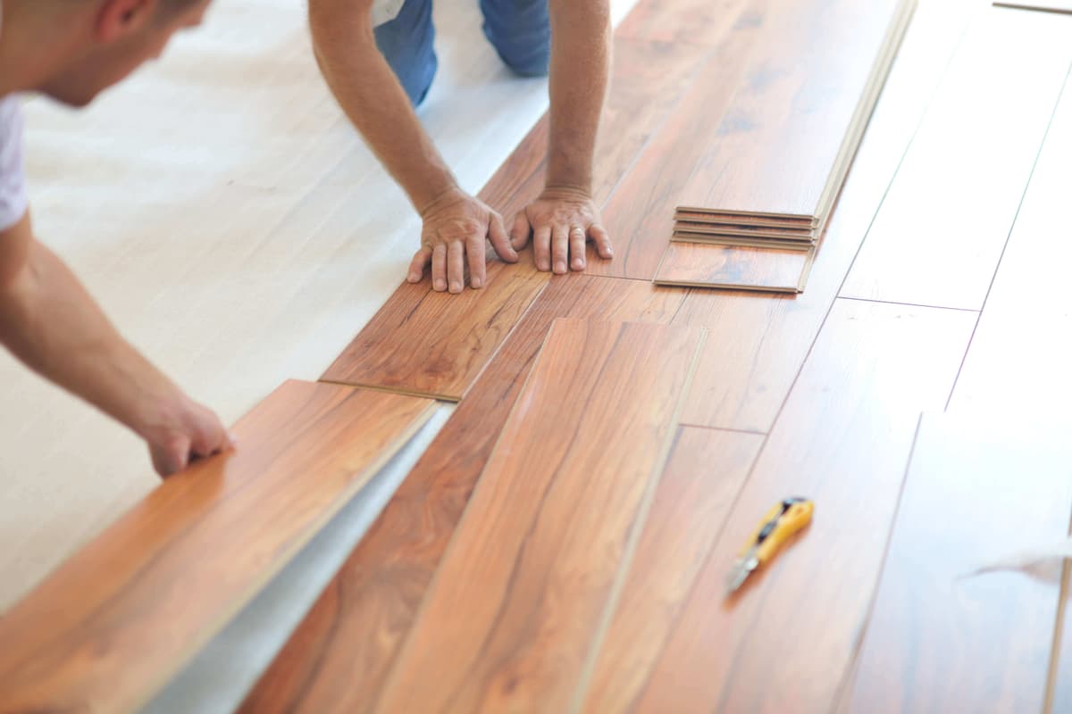 Flooring installation during a home remodel project