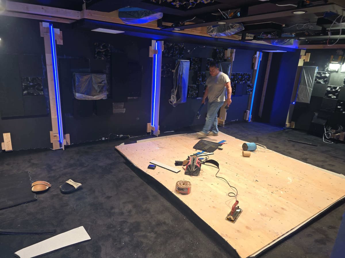 Custom built-in media wall with shelving and storage