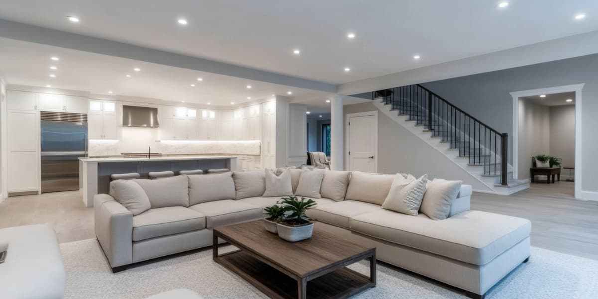 Framed and insulated basement walls with vapor barrier